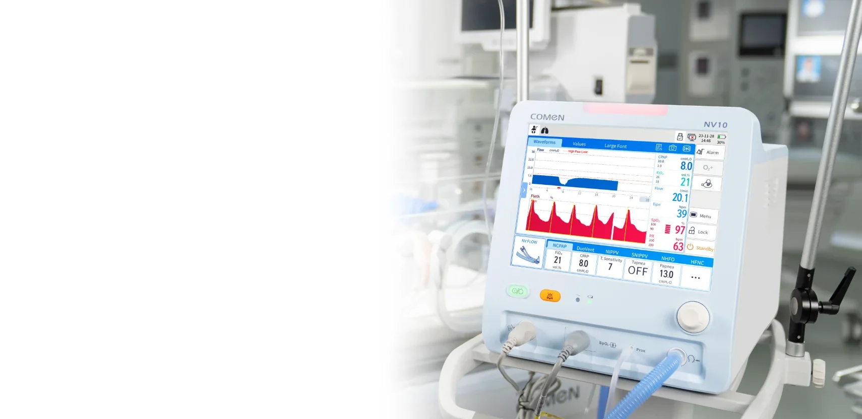 Respirator noworodkowy Comen NV10 na oddziale neonatologii